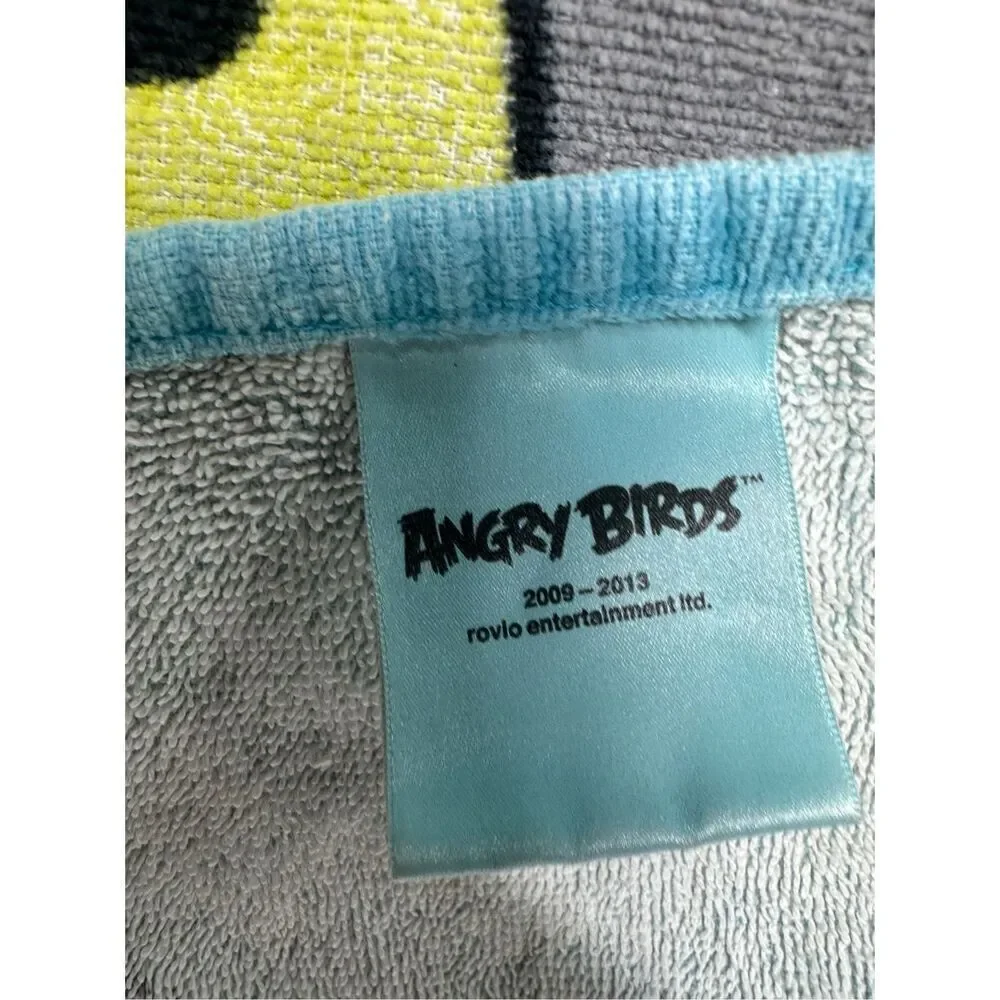 Rare Angry Birds Beach Buth Pigs Cotton Towel 51” X 26” Blue Yellow Green